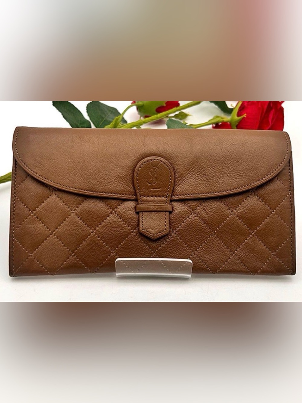 Yves Saint Laurent Brown Quilted Leather Wallet